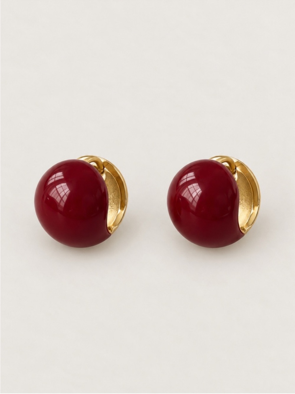 New! Cranberry Red Wine Gold Huggie Hoop Earrings NWOT